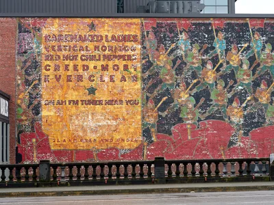 Weathered Alternative Rock Radio Billboard Mural