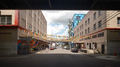 Festive Bunting Transforms Industrial Portland Street