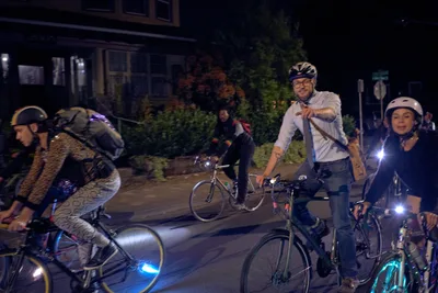 Night Cyclists Gather for Portland's Drop Out Prom