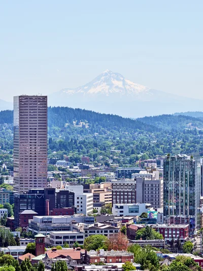 Downtown Portland Skyline with Mount Hood