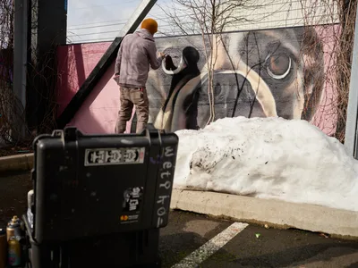 Urban Artist Creates Elephant Mural in Portland