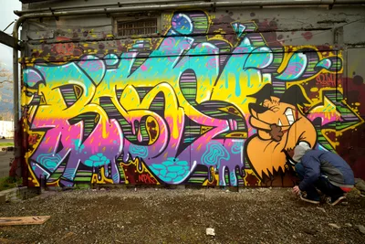 Artist Creating Vibrant Graffiti in Portland's Alberta District