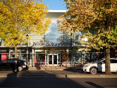 Golden Autumn Light on Nike Factory Store Portland