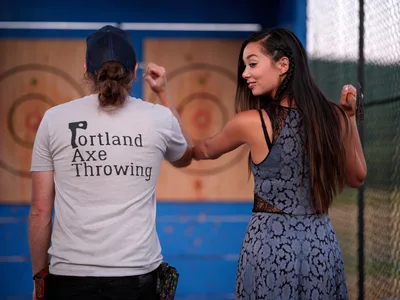 Axe Throwing Instruction at Abbey Road Farm