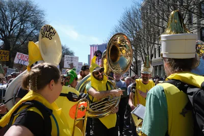 Brass Band Energizes Portland Anti-Monarchy Protest