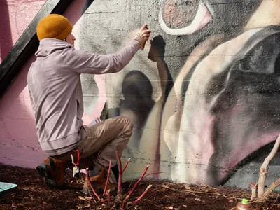 Wetiko Painting Mural in Portland Studio
