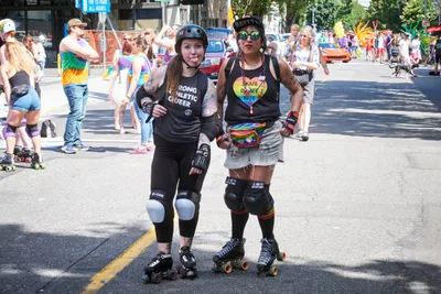 Roller Derby Athletes at Portland Pride Parade