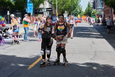 Roller Derby Athletes at Portland Pride Parade