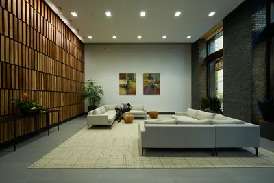 Contemplative Moment in Pearl District Lobby