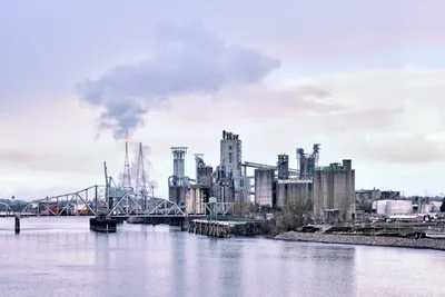 Industrial Waterfront at Columbia River Afternoon