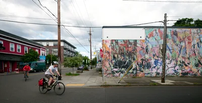 Urban Cyclists Navigate Richmond Street Art