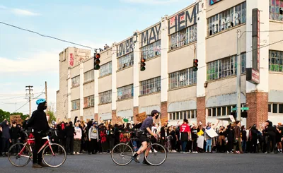 Cyclists Direct Traffic During Northeast Portland Black Lives Matter Protest