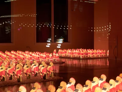 Masked Santa Army in Portland Winter