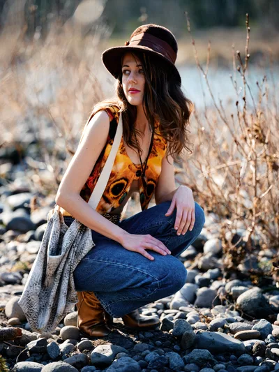 Golden Hour Portrait Along Oregon Riverbank