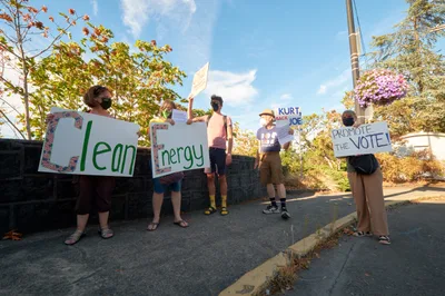 Clean Energy Advocates Rally Outside Representative's Office