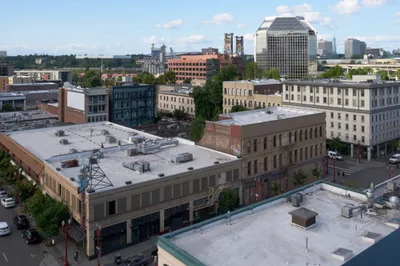 Portland Chinatown Urban Landscape Aerial View