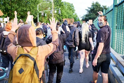Hands Raised During Portland BLM March