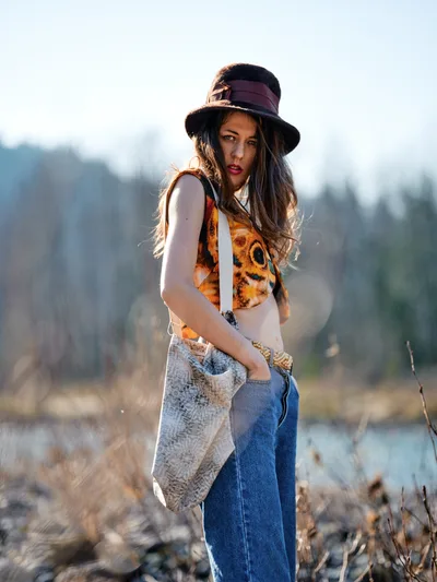 Golden Hour Portrait Along Oregon River Bed