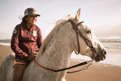 Equestrian Joy on Wheeler's Pacific Shore