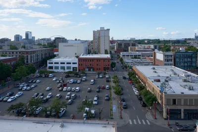 Aerial View of Downtown Portland Parking Plaza