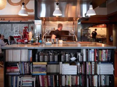 Industrial Kitchen Library in Portland Restaurant