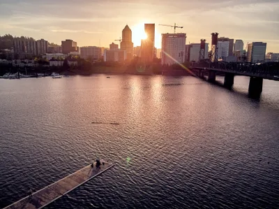 Golden Hour over Portland's Hawthorne Bridge