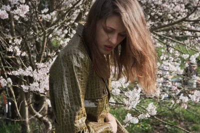 Contemplative Moment Beneath Mount Tabor Blossoms