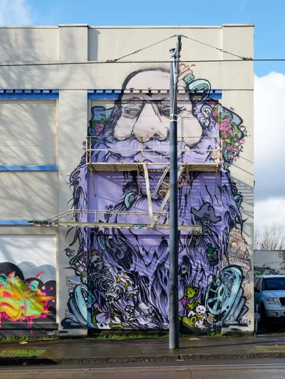 Purple Portrait Mural Central Eastside Portland