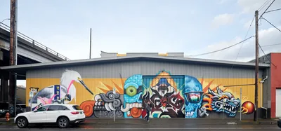 Vibrant Street Murals Transform Portland Warehouse