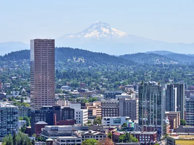 Downtown Portland Skyline with Mount Hood