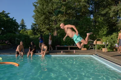 Summer Pool Jump at Oregon Orchard