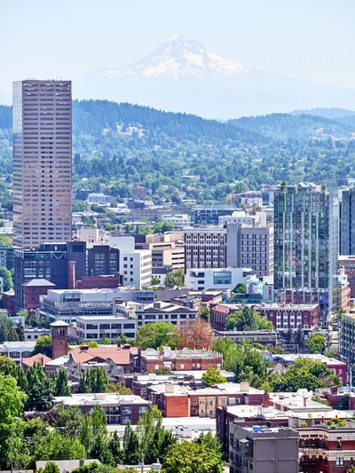 Downtown Portland Skyline with Mount Hood