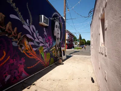 Urban Mural Art in Portland Alleyway