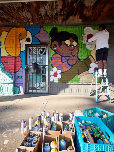 Street Artist Creates Vibrant Portland Mural