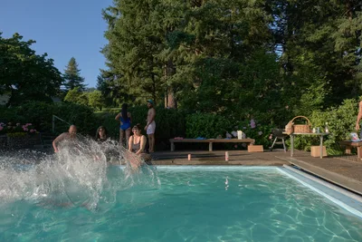 Summer Pool Gathering in Newberg Orchard
