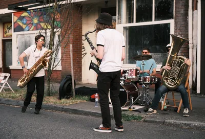 Street Musicians Perform on Alberta Street