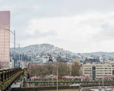 Portland Winter Cityscape from Burnside Bridge