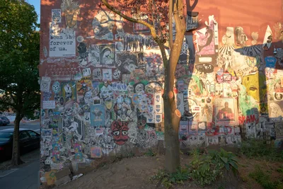 Sticker-Bombed Wall on Alberta Street Portland