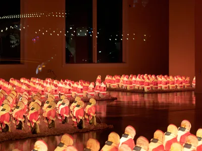 Masked Santa Army in Portland Storefront