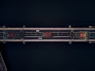 Hawthorne Bridge Suspended Over Willamette Waters