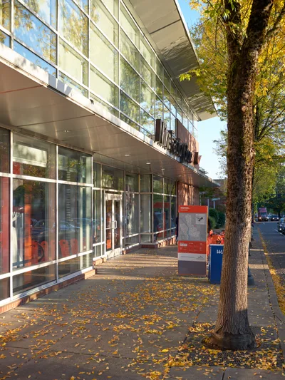 Autumn Leaves Nike Factory Store Glass Facade