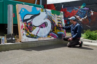 Live Street Art Demonstration in Portland