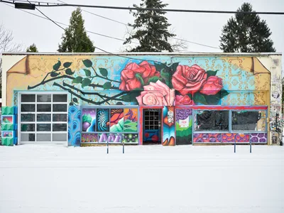 Blooming Roses Mural on Alberta Street
