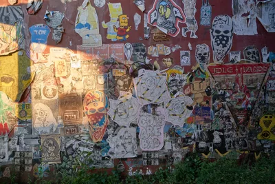 Street Art Collage on Alberta Street Wall